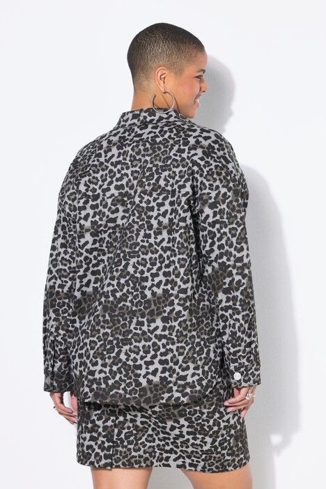 denimskjorte, oversized, leopard