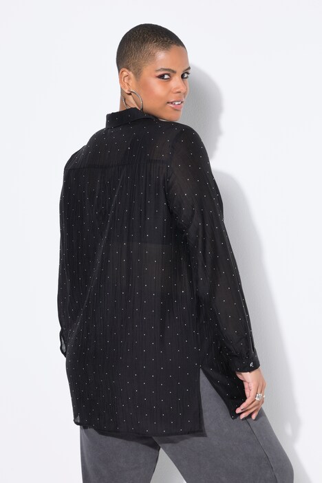 Hemdbluse, Boxy Shape, Glitzersteinchen