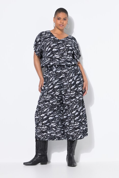 Culotte, extra wijde pijpen, all-over print