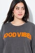 Sweatshirt, løs pasform, skrifttræk, afblegnng