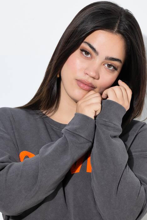 Sudadera, Loose Fit, letras, lavado ácido