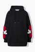 Hoodie, extra oversized, mouw met roses towel-print