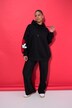 Hoodie, extra oversized, mouw met roses towel-print