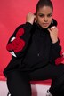 Hoodie, extra oversized, mouw met roses towel-print