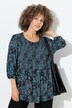 Gesmokte blouse, luipaardpatroon, A-lijn, ronde hals, 3/4-mouwen