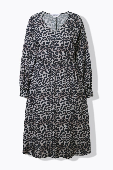 Midi-jurk, A-lijn, leo, elastische taille