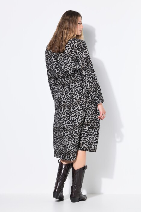Midi-jurk, A-lijn, leo, elastische taille