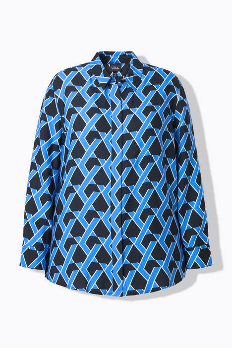 Skjortebluse, grafisk print, skjortekrave, lange ærmer