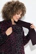 Pullover, leopardmønster, sjalskrave, lange ærmer