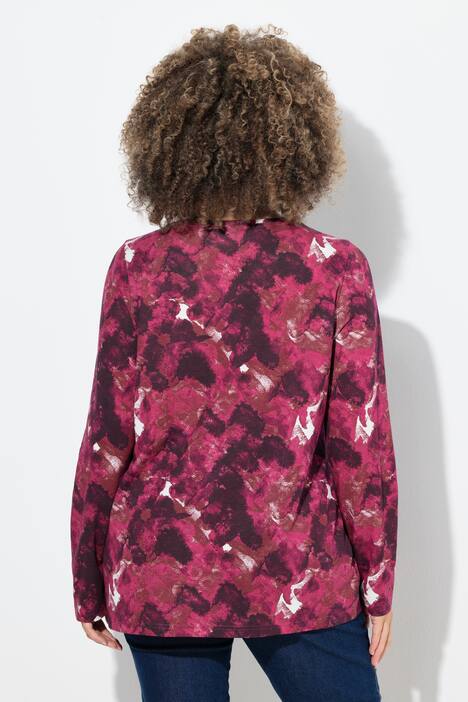 Shirt, Blüten, Zierfalten, A-Linie, Rundhals, Langarm