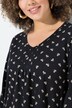 T-shirt, blomstret, A-form, V-udskæring og 3/4-lange ærmer