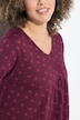 T-shirt, blomstret, A-form, V-udskæring og 3/4-lange ærmer