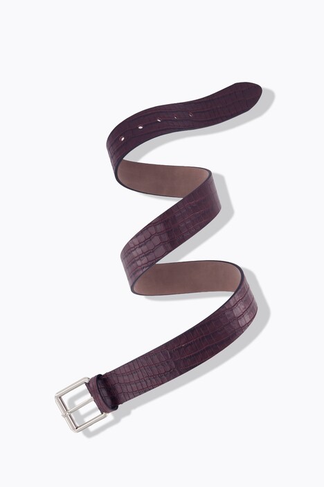 Leren riem, slangenreliëf, metalen gesp