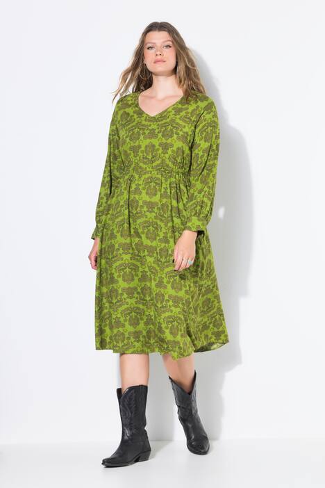 Midi-jurk, A-lijn, paisley, elastische tailleband