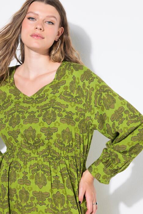 Midi-jurk, A-lijn, paisley, elastische tailleband