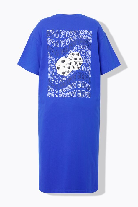 T-shirt-midikjole, oversized, stort print på ryggen