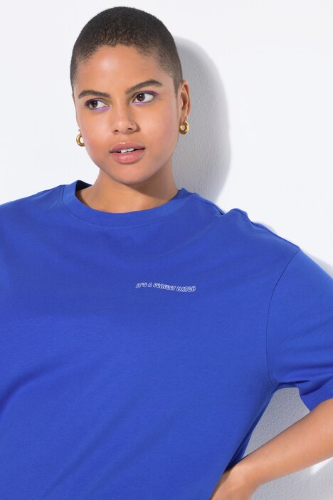 T-shirt-midikjole, oversized, stort print på ryggen