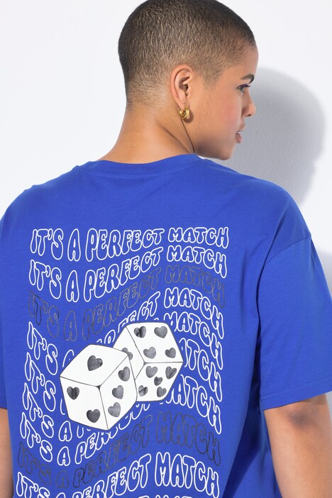 T-shirt-midikjole, oversized, stort print på ryggen