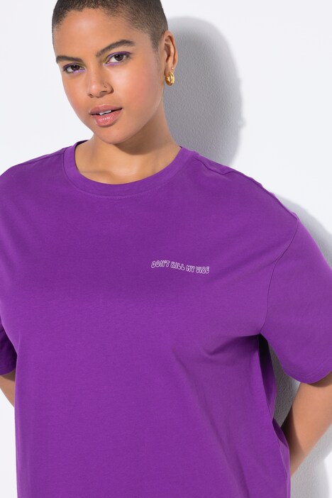 T-shirt-midikjole, oversized, stort print på ryggen