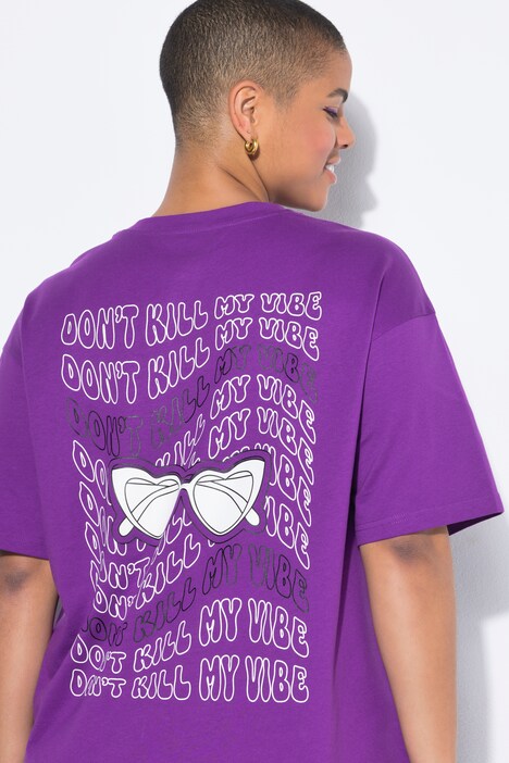 T-shirt-midikjole, oversized, stort print på ryggen