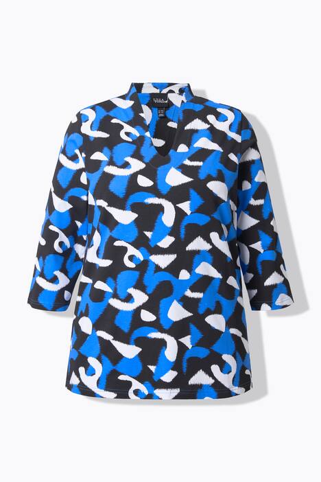 T-shirt à col calice et manches 3/4, motif graphique