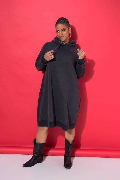 Robe en molleton oversize. Capuche. Délavage Acid Wash
