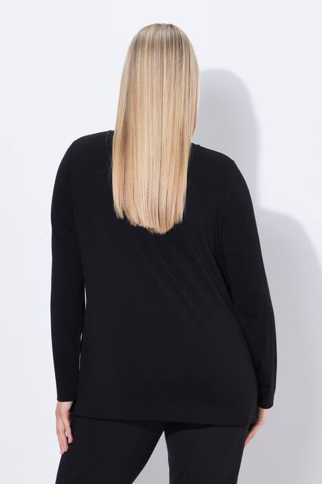 T-shirt à strass. Col rond, manches longues. Coupe Classic