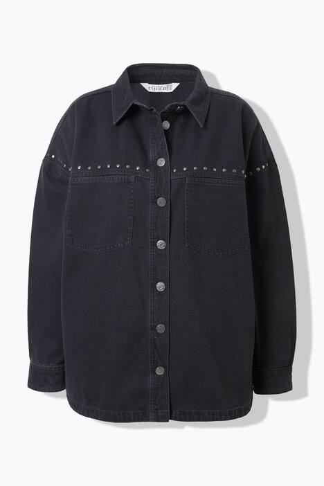 Denim overhemd, oversized, sierstuds