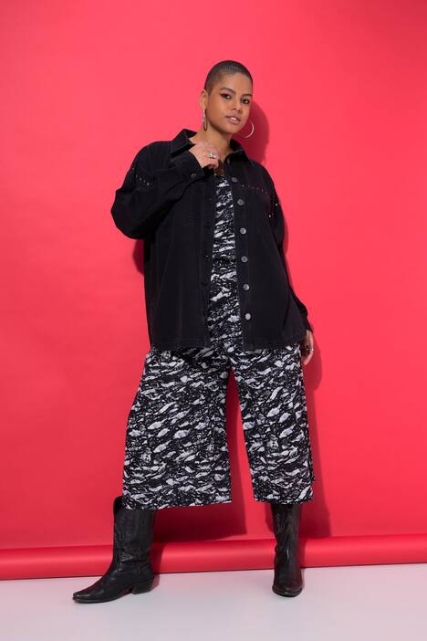 Denim overhemd, oversized, sierstuds
