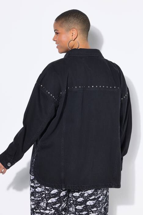Denim overhemd, oversized, sierstuds