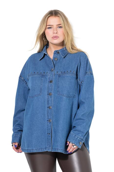 Džínová košile, oversize, ozdobné nýty