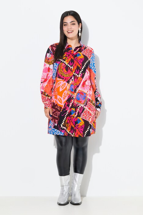 Camicia dal taglio dritto con fantasia patchwork