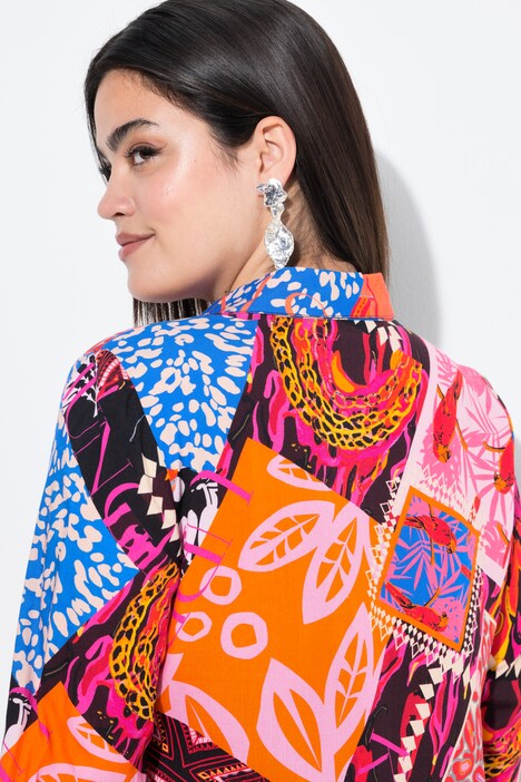 Camicia dal taglio dritto con fantasia patchwork