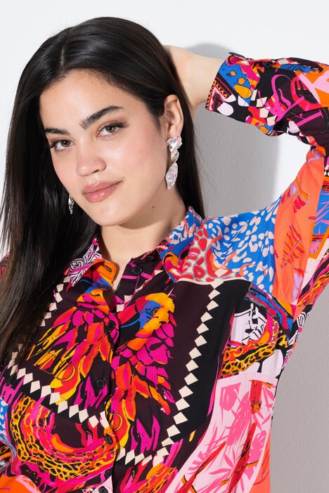 Camicia dal taglio dritto con fantasia patchwork
