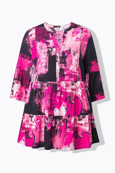 Blouse, graphic pattern, flounces
