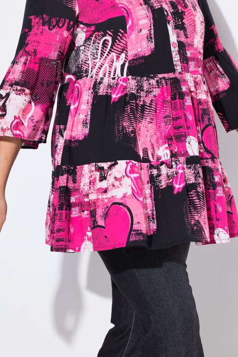 Blouse, graphic pattern, flounces