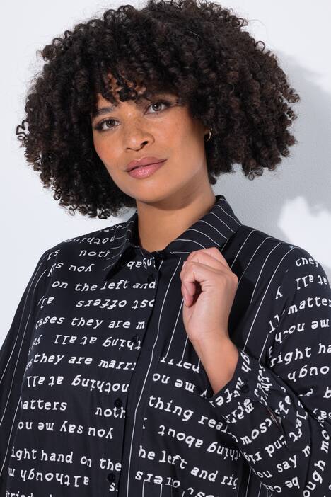 Blusa camisera larga, oversized, estampado de letras