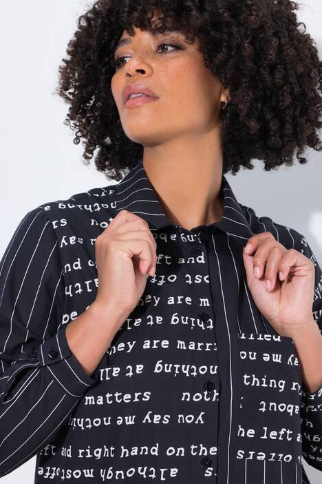 Blusa camisera larga, oversized, estampado de letras