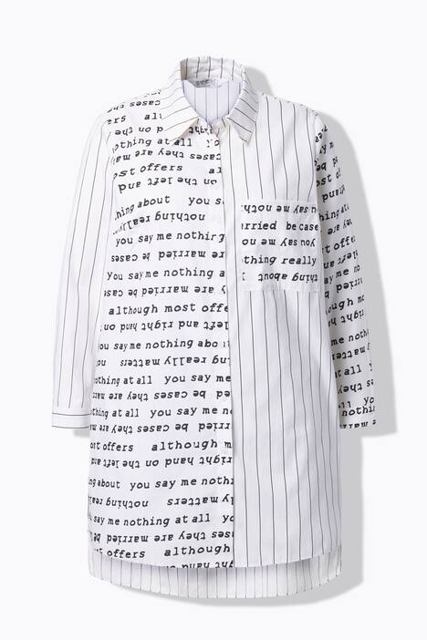 Blusa camisera larga, oversized, estampado de letras