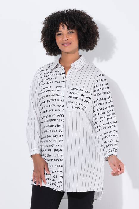 Blusa camisera larga, oversized, estampado de letras