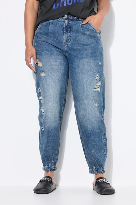 Ballonjeans, hoge taille, destroyed, 5-pocket