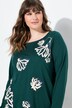 T-shirt en coton bio, col V et manches longues - silhouette en A
