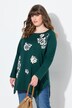 T-shirt en coton bio, col V et manches longues - silhouette en A