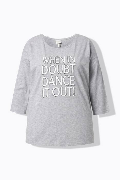 T-shirt oversize à col rond et manches 3/4, coton bio