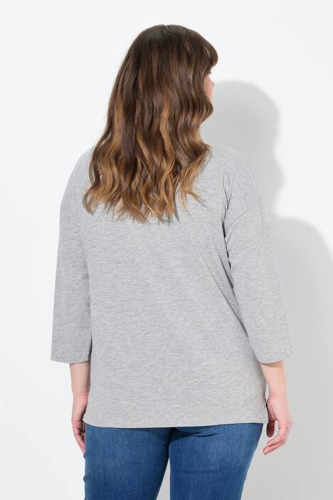 T-shirt oversize à col rond et manches 3/4, coton bio