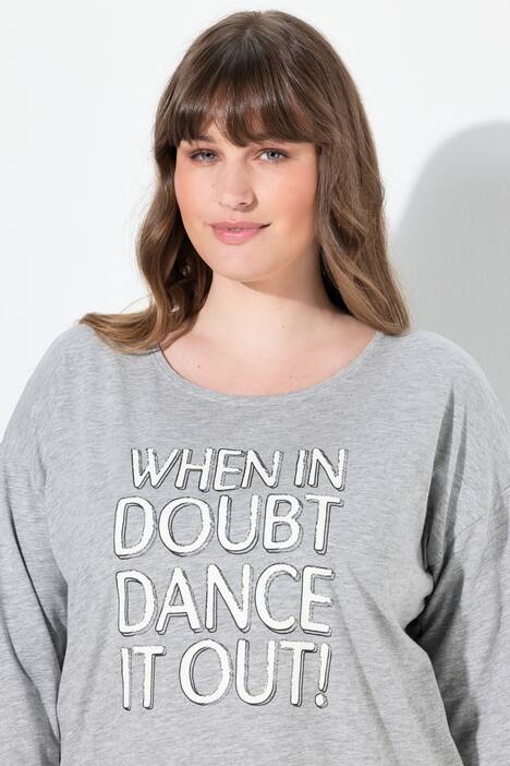 T-shirt oversize à col rond et manches 3/4, coton bio