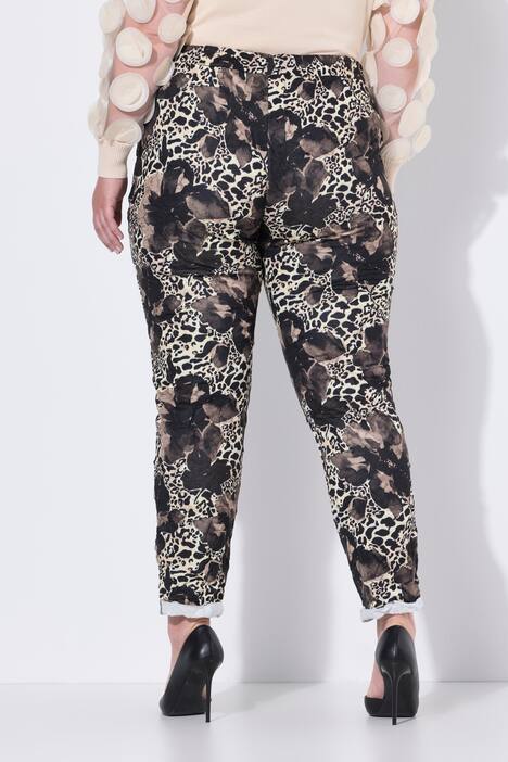 Pantalón, pantalón de jogging, arrugado, estampado de flores