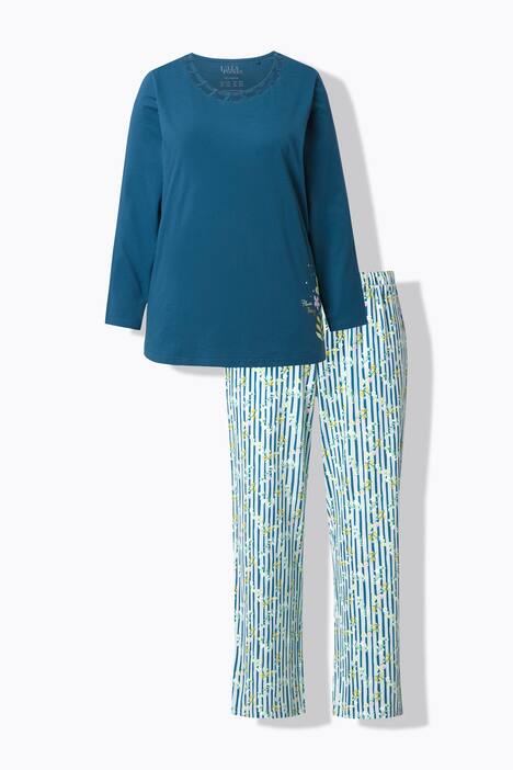 Pyjama, bloemen, ronde hals, lange mouwen, zakken