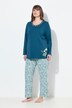 Pyjamas, blomster, rund hals, lange ærmer, lommer