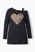 Camiseta, línea A, corazón de leopardo, CutOut en el hombro